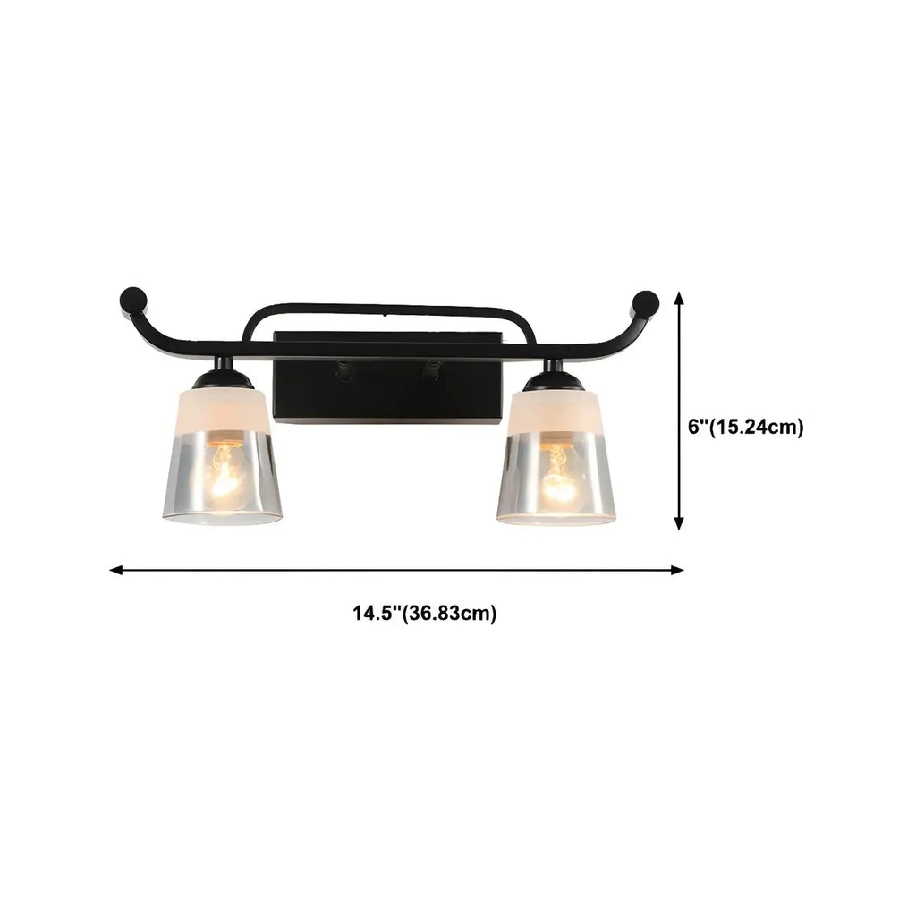 3-Light Modern Straight Bell Glass Black Vanity Light for Bathroom