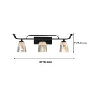 3-Light Modern Straight Bell Glass Black Vanity Light for Bathroom