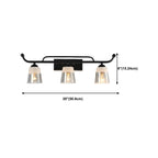 3-Light Modern Straight Bell Glass Black Vanity Light for Bathroom