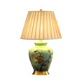 HomeyFad Classical Light Yellow Fabric Shade Floral Ceramic Table Lamp