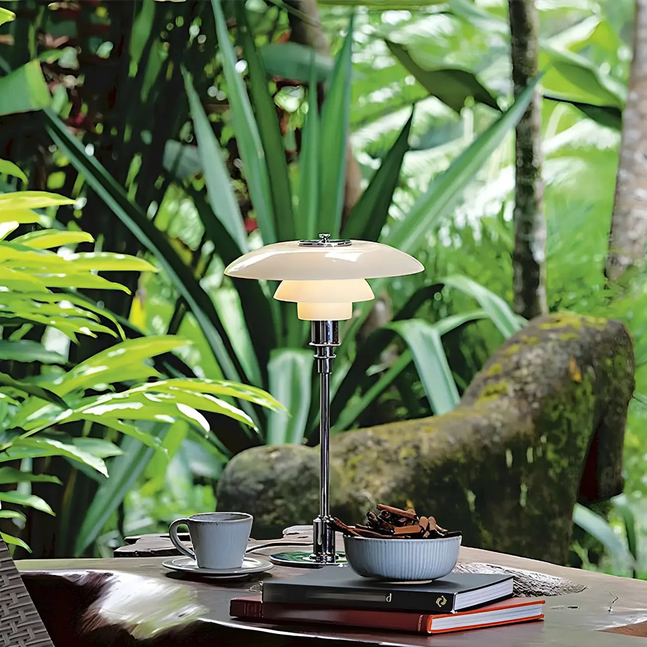 HomeyFad Post-Modern Tiered LED Table Lamp with Built-In Power