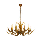 Gold Antler Shape Resin Rustic Chandelier Lighting