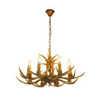 Gold Antler Shape Resin Rustic Chandelier Lighting