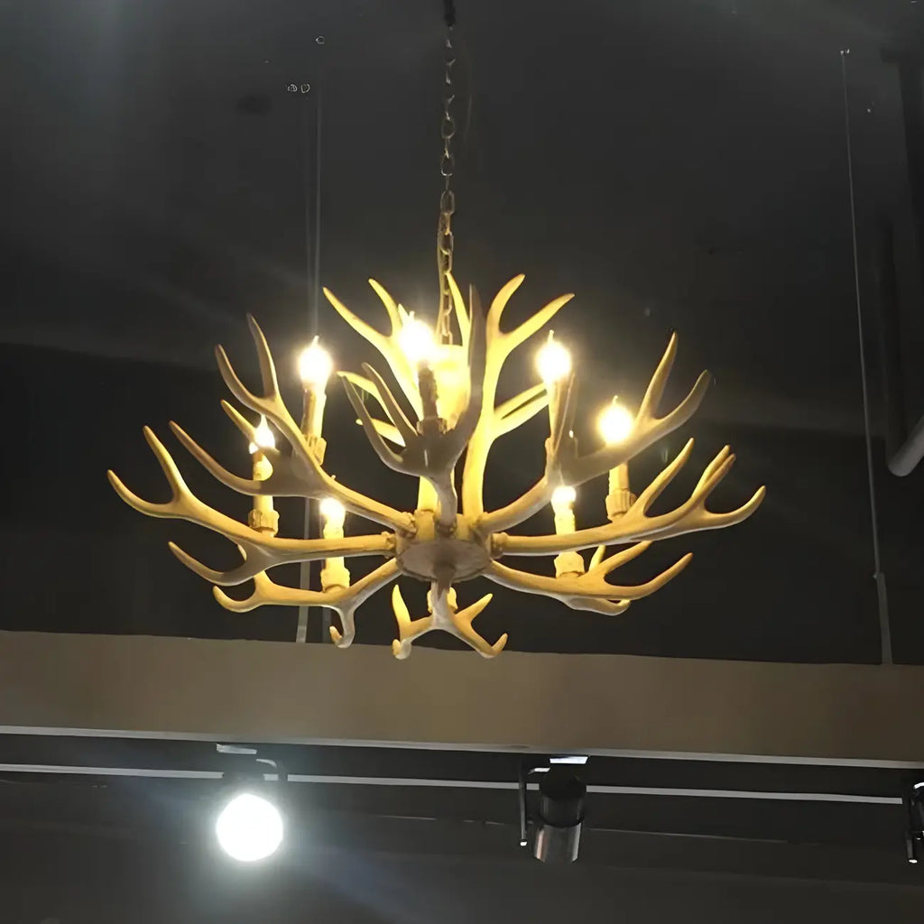 Gold Antler Shape Resin Rustic Chandelier Lighting