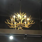 Gold Antler Shape Resin Rustic Chandelier Lighting