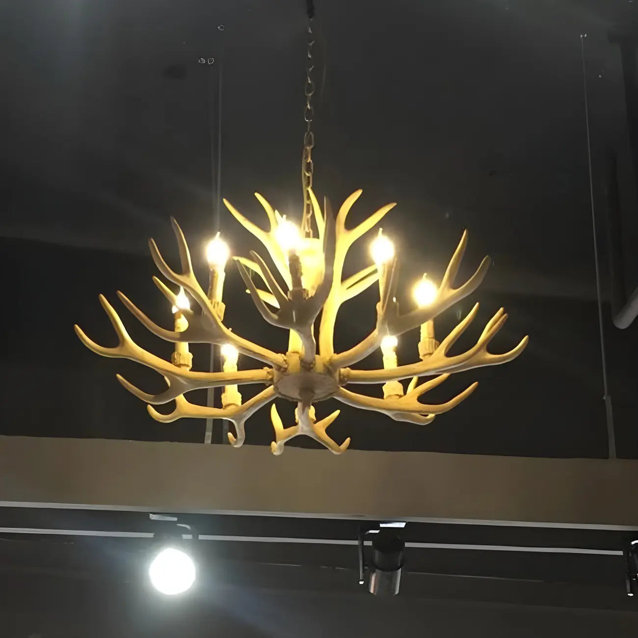 Gold Antler Shape Resin Rustic Chandelier Lighting