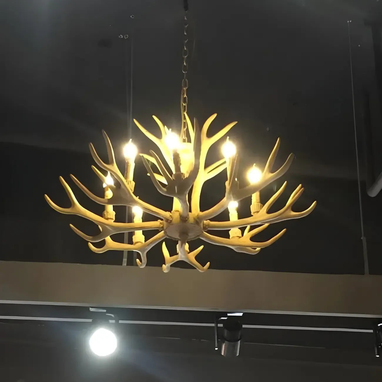 Gold Antler Shape Resin Rustic Chandelier Lighting