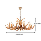 Gold Antler Shape Resin Rustic Chandelier Lighting