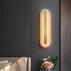 Modern Brass Oval Stone Wall Sconce Dimmable LED for Bedroom
