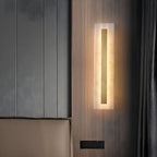 Modern Brass Oval Stone Wall Sconce Dimmable LED for Bedroom
