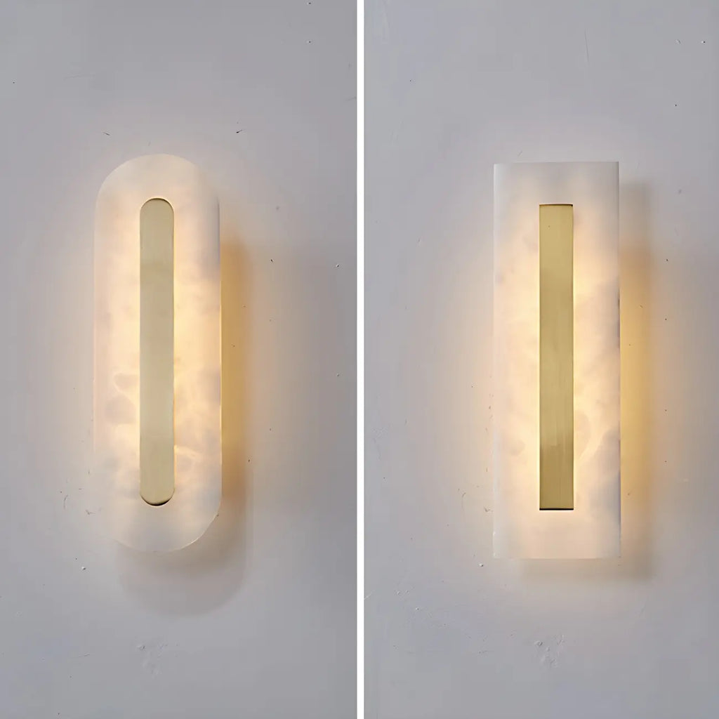Modern Brass Oval Stone Wall Sconce Dimmable LED for Bedroom