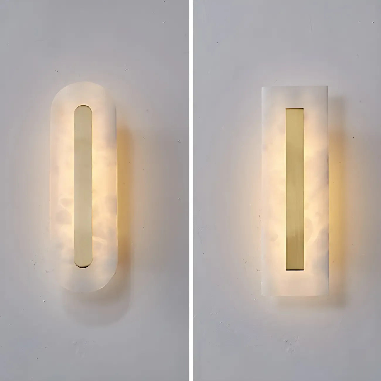 Modern Brass Oval Stone Wall Sconce Dimmable LED for Bedroom