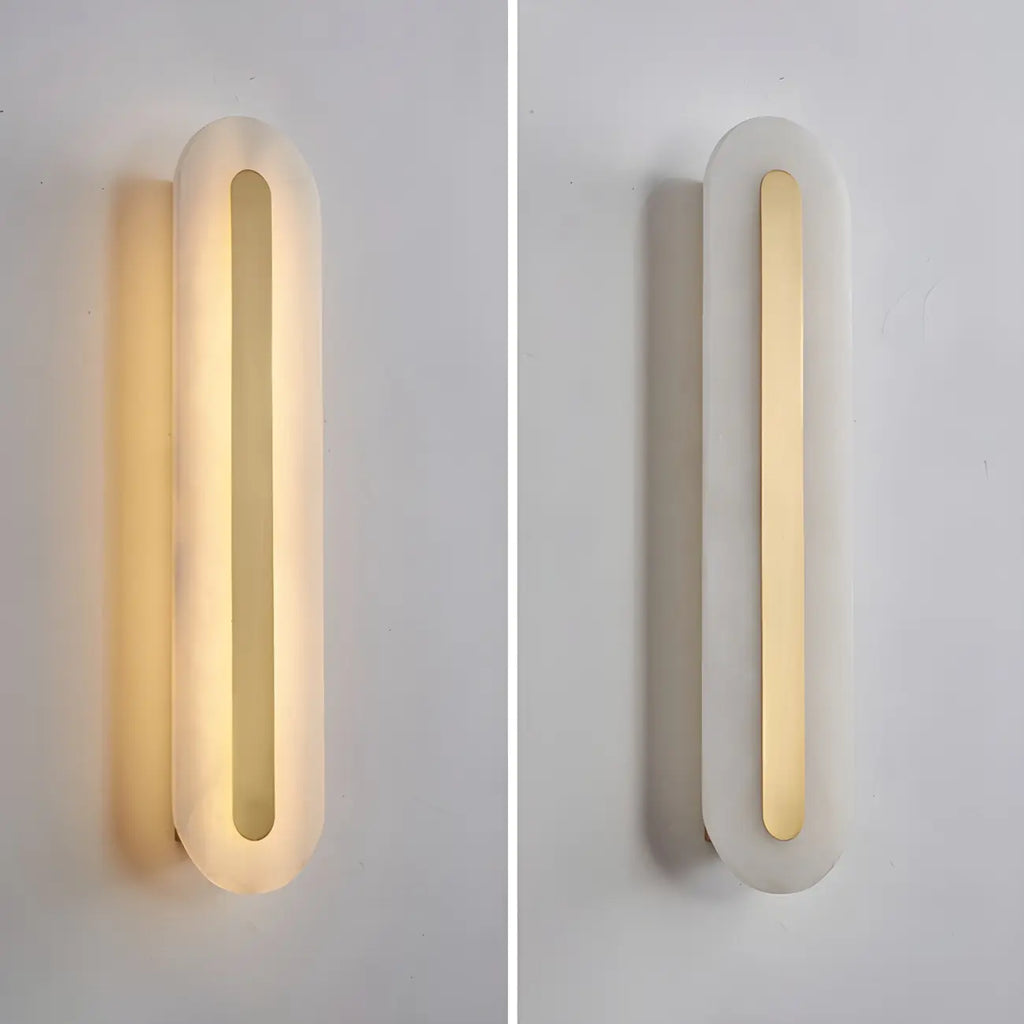 Modern Brass Oval Stone Wall Sconce Dimmable LED for Bedroom