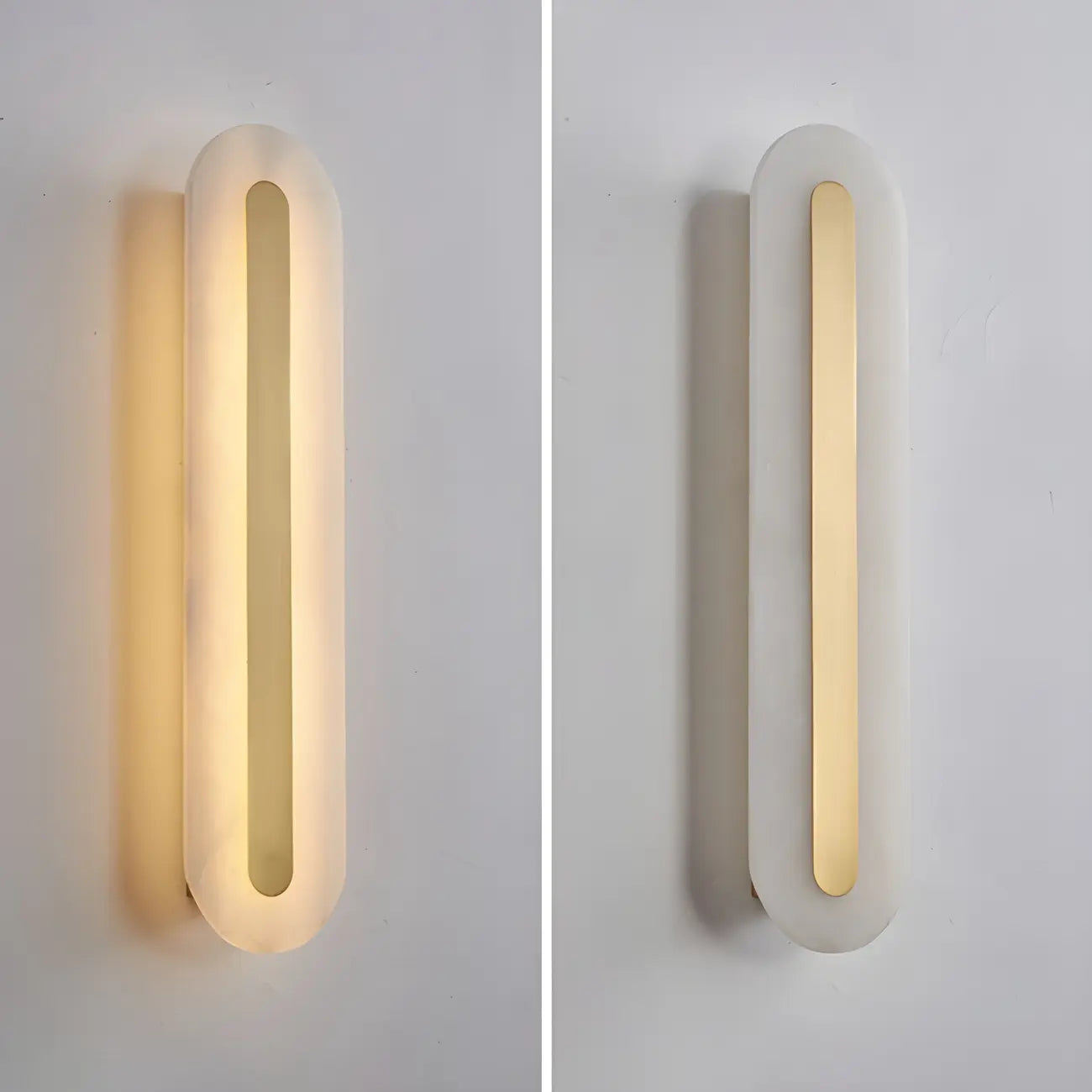 Modern Brass Oval Stone Wall Sconce Dimmable LED for Bedroom