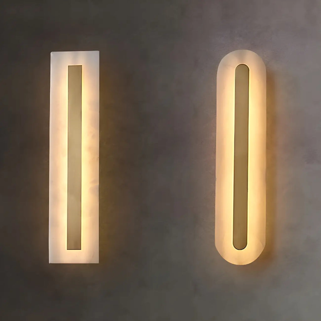 Modern Brass Oval Stone Wall Sconce Dimmable LED for Bedroom