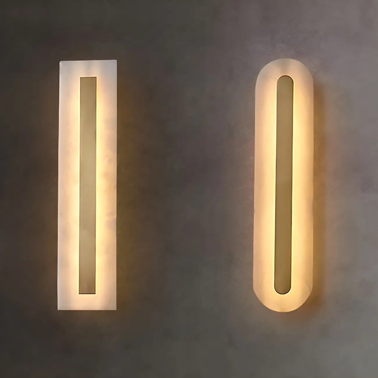 Modern Brass Oval Stone Wall Sconce Dimmable LED for Bedroom