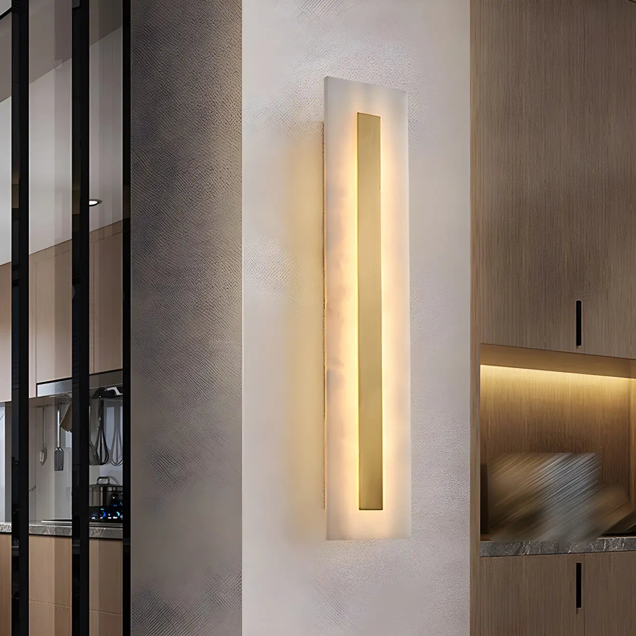 Modern Brass Oval Stone Wall Sconce Dimmable LED for Bedroom