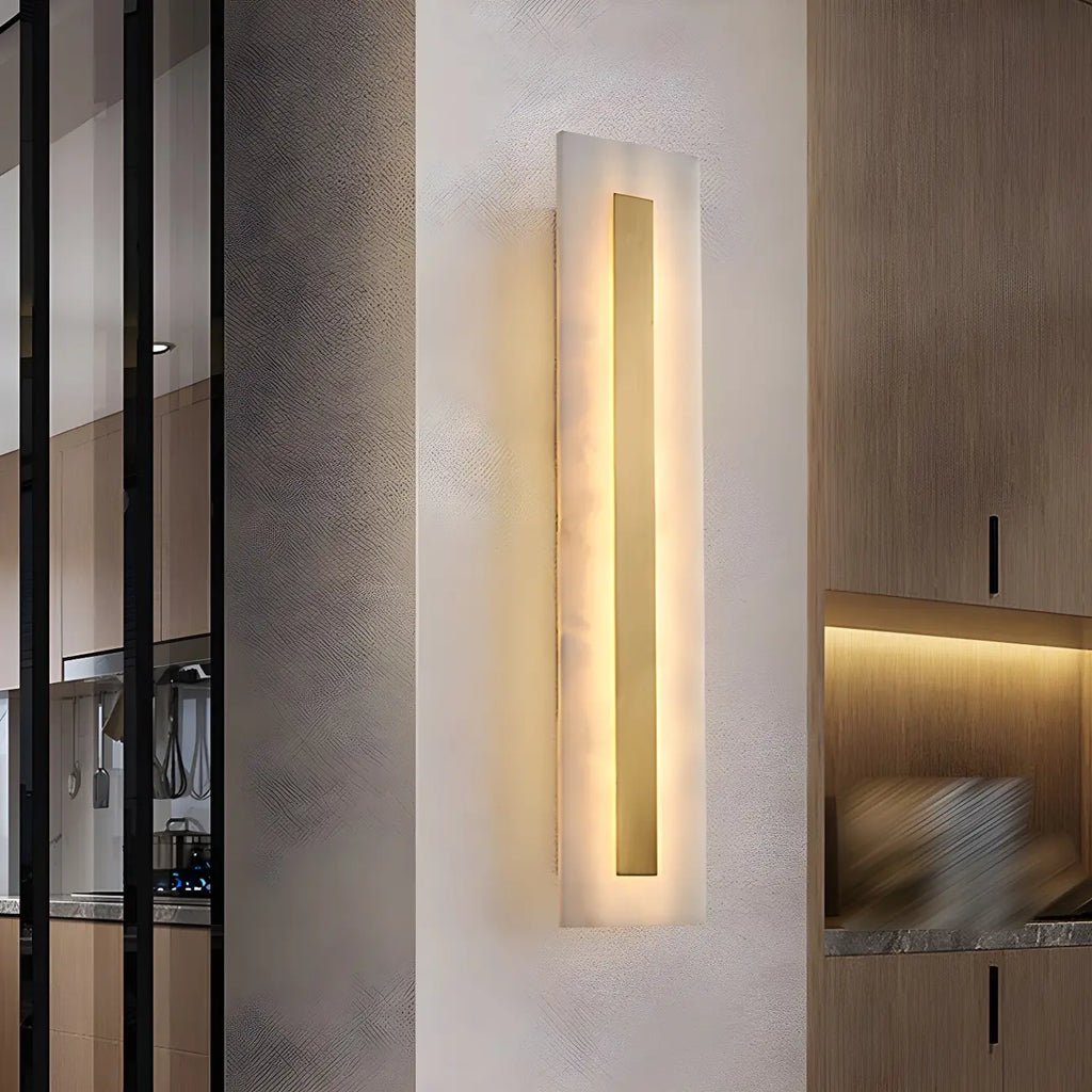 Modern Brass Oval Stone Wall Sconce Dimmable LED for Bedroom