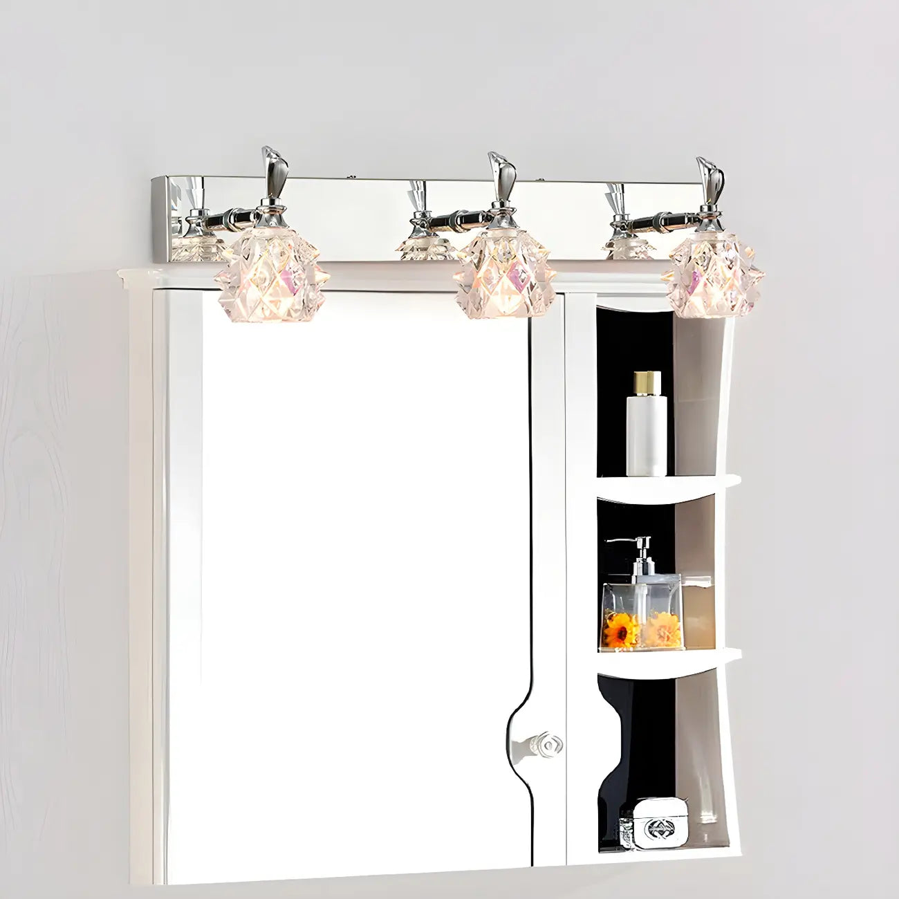 Classic Chrome Glass Shade Adjustable Vanity Light for Bathroom