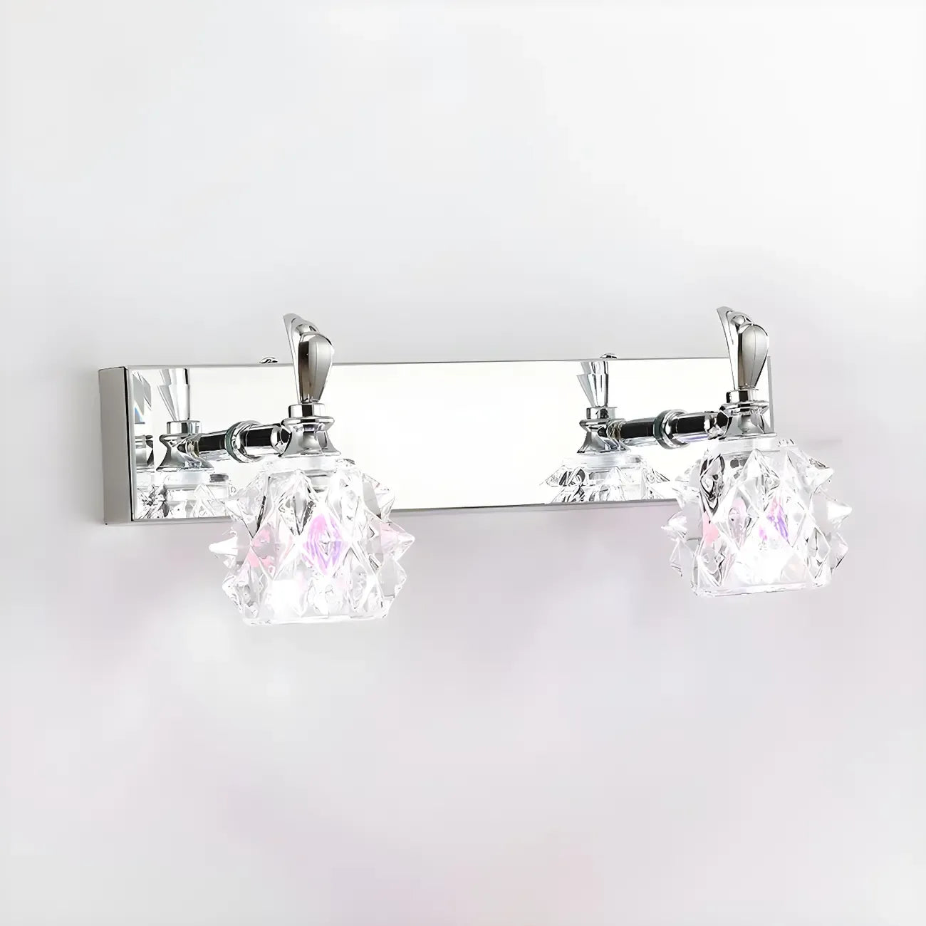 Classic Chrome Glass Shade Adjustable Vanity Light for Bathroom