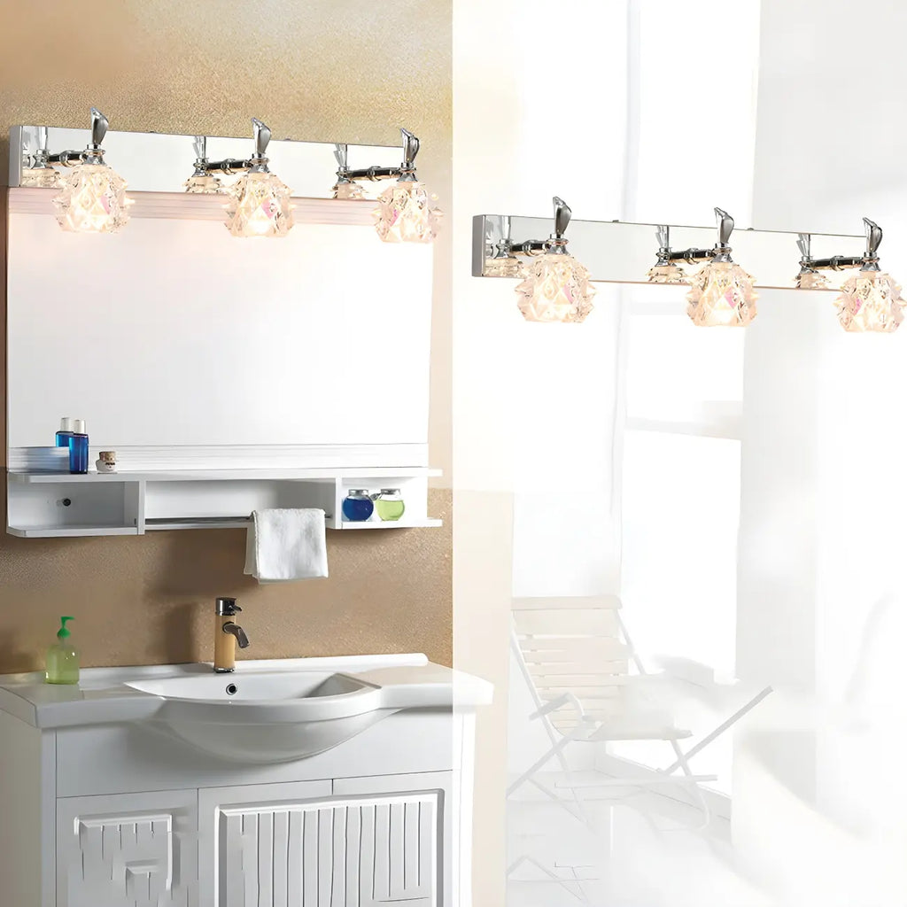 Classic Chrome Glass Shade Adjustable Vanity Light for Bathroom