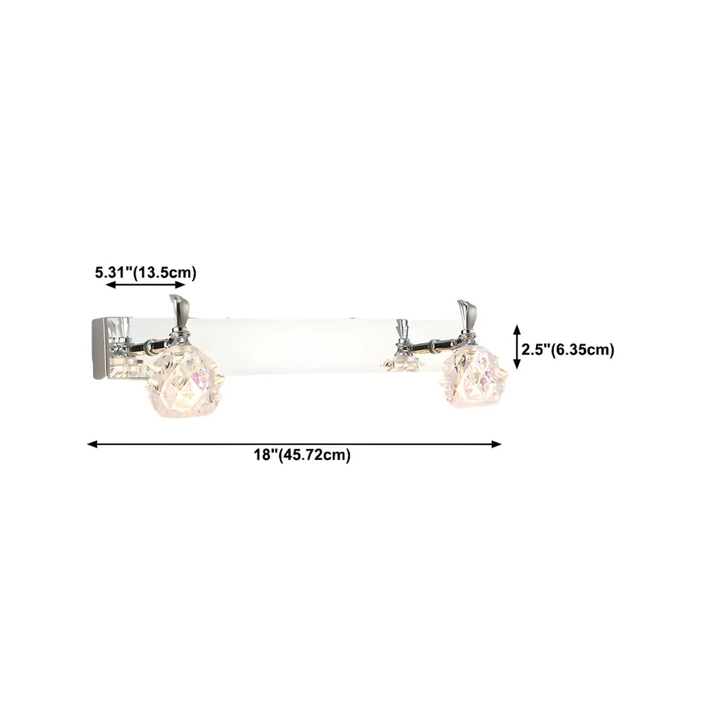 Classic Chrome Glass Shade Adjustable Vanity Light for Bathroom