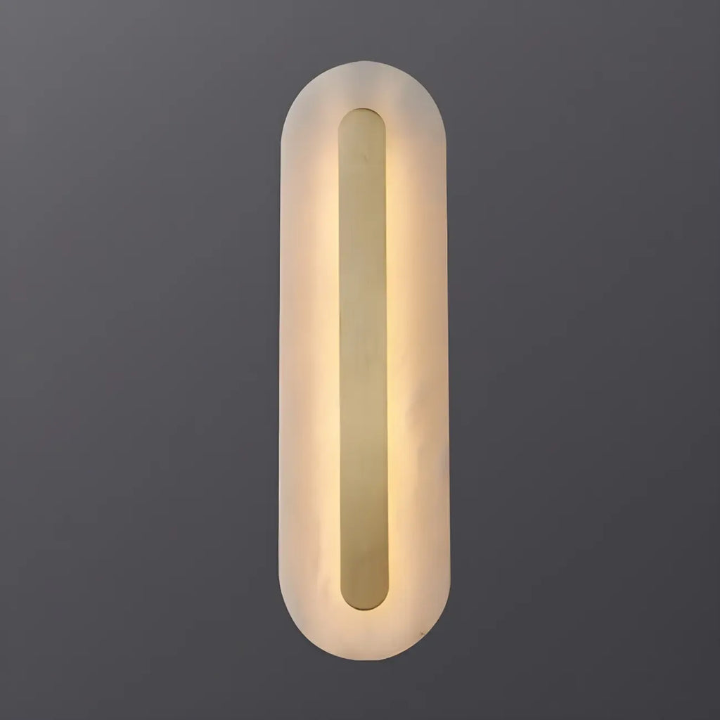 Modern Brass Oval Stone Wall Sconce Dimmable LED for Bedroom