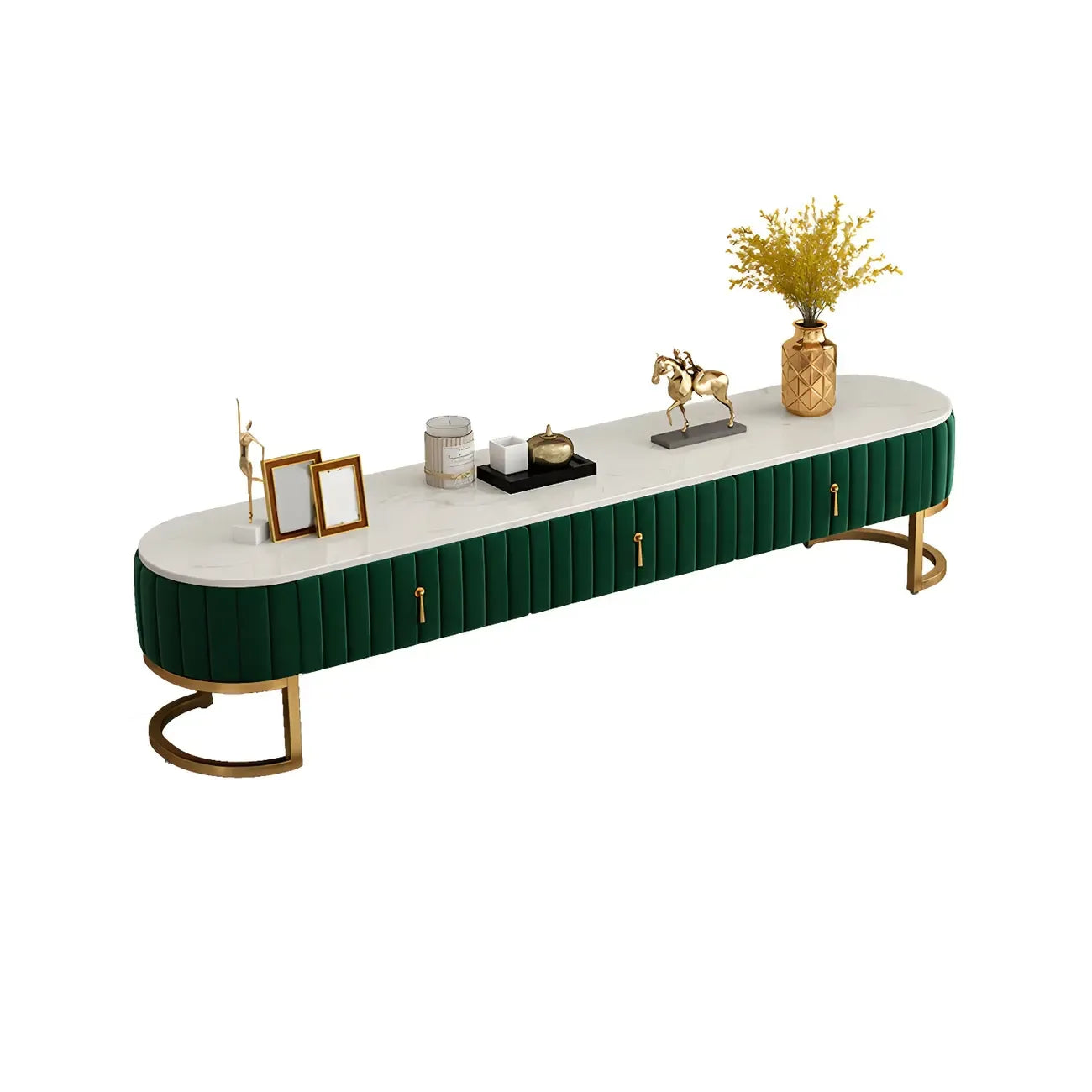 79 Glam Grey Marble Storage TV Stand with Legs