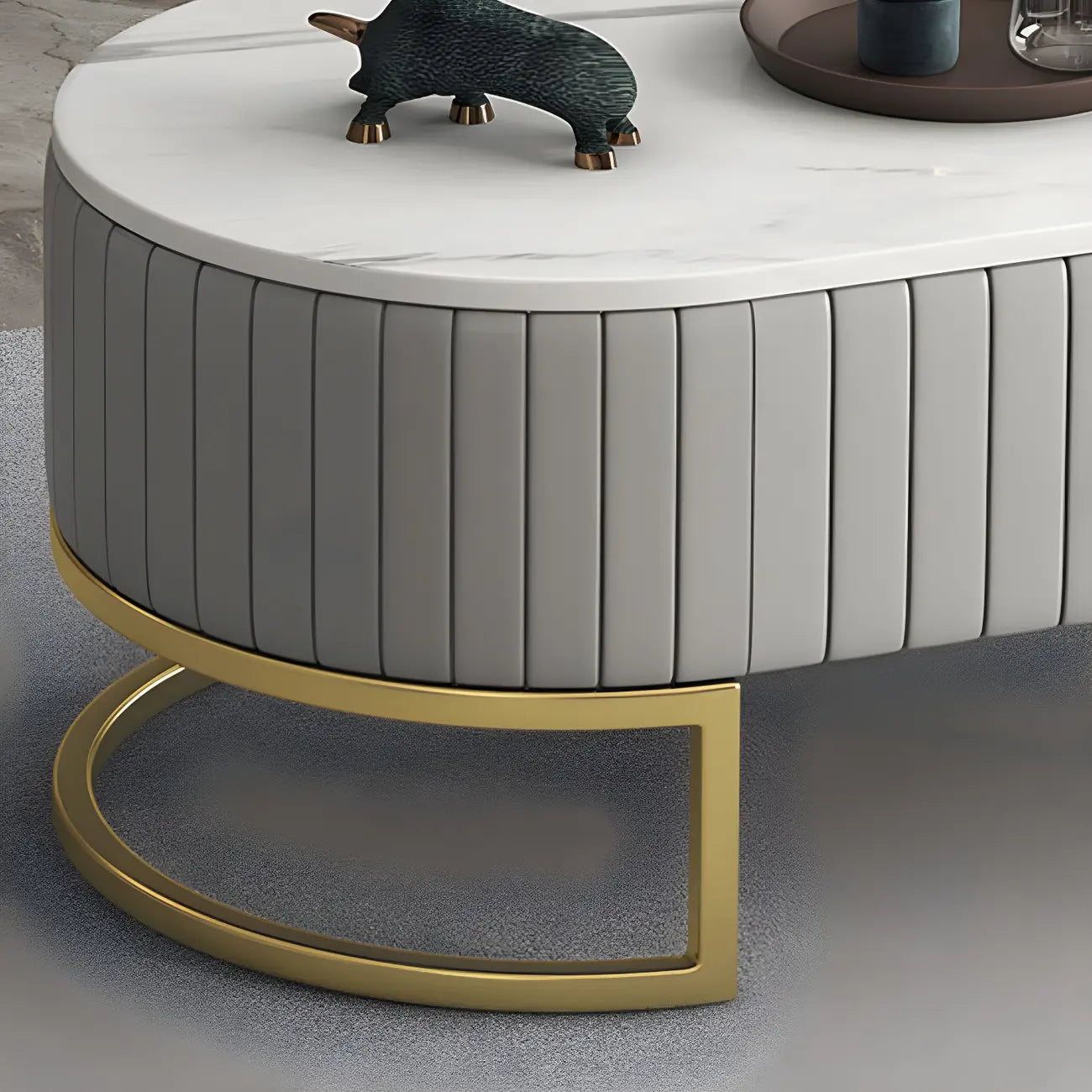 79 Glam Grey Marble Storage TV Stand with Legs