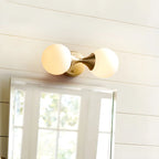 Gold Modern Dual Globe Glass Wall Vanity Light for Bathroom