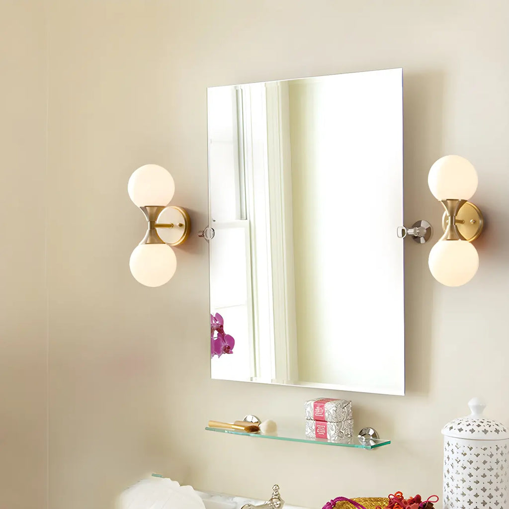 Gold Modern Dual Globe Glass Wall Vanity Light for Bathroom