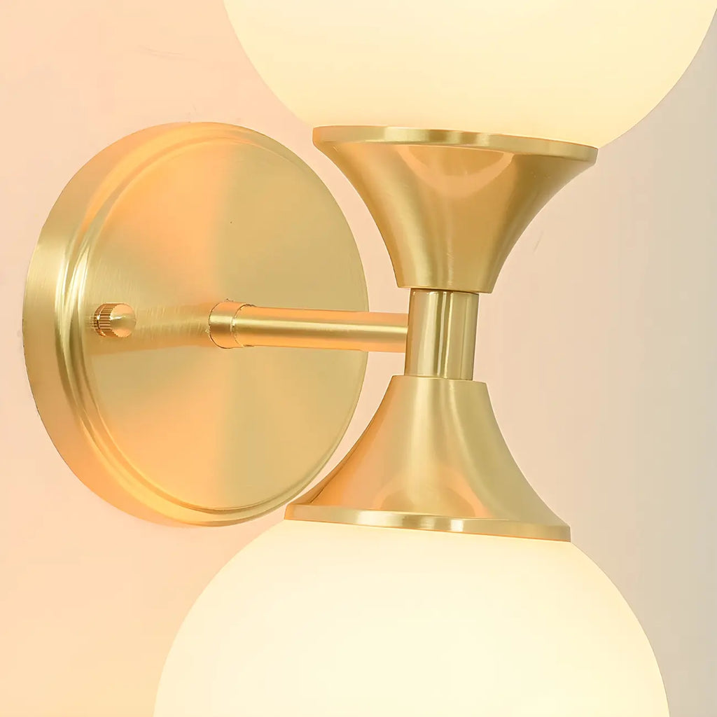 Gold Modern Dual Globe Glass Wall Vanity Light for Bathroom