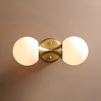 Gold Modern Dual Globe Glass Wall Vanity Light for Bathroom
