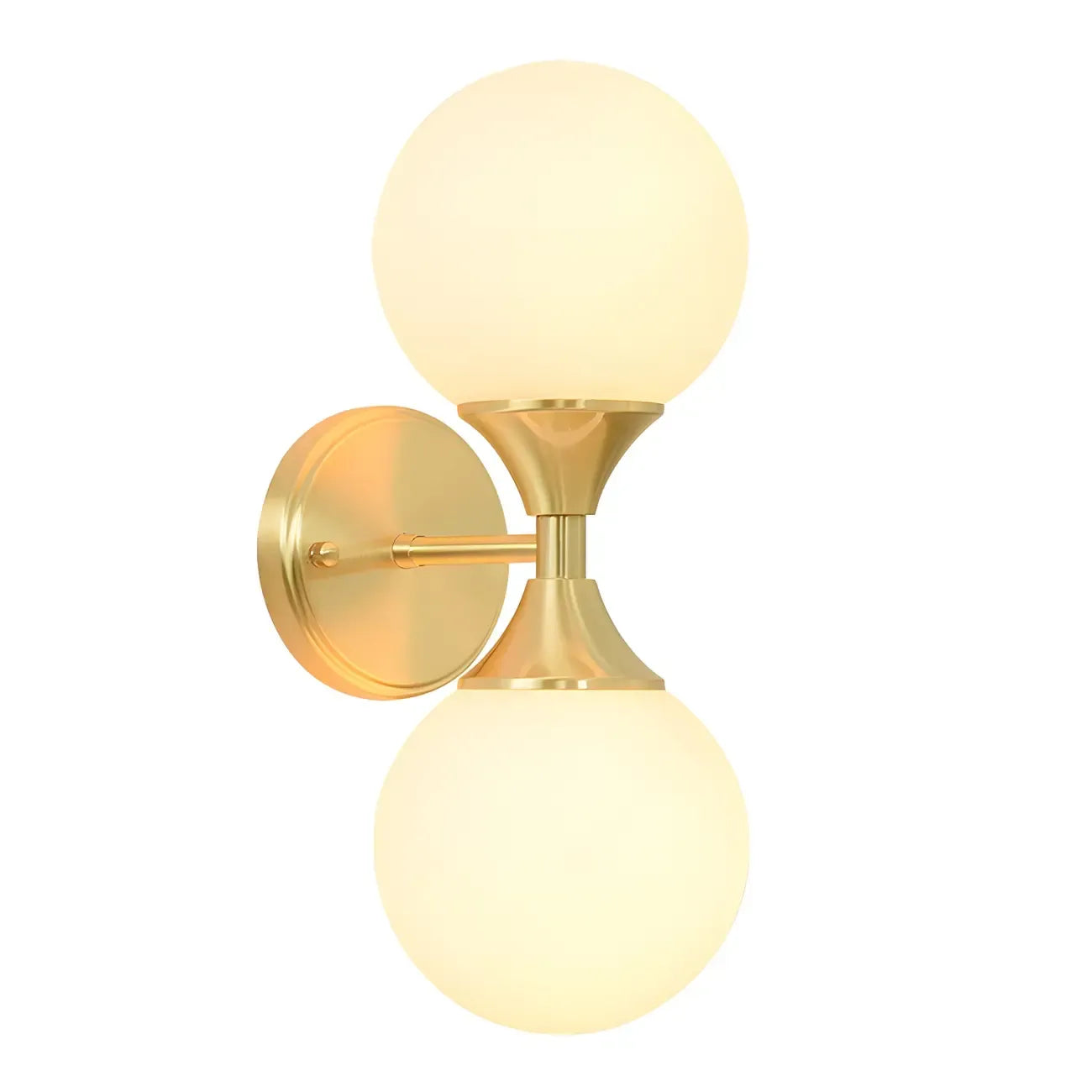 Gold Modern Dual Globe Glass Wall Vanity Light for Bathroom