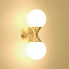 Gold Modern Dual Globe Glass Wall Vanity Light for Bathroom