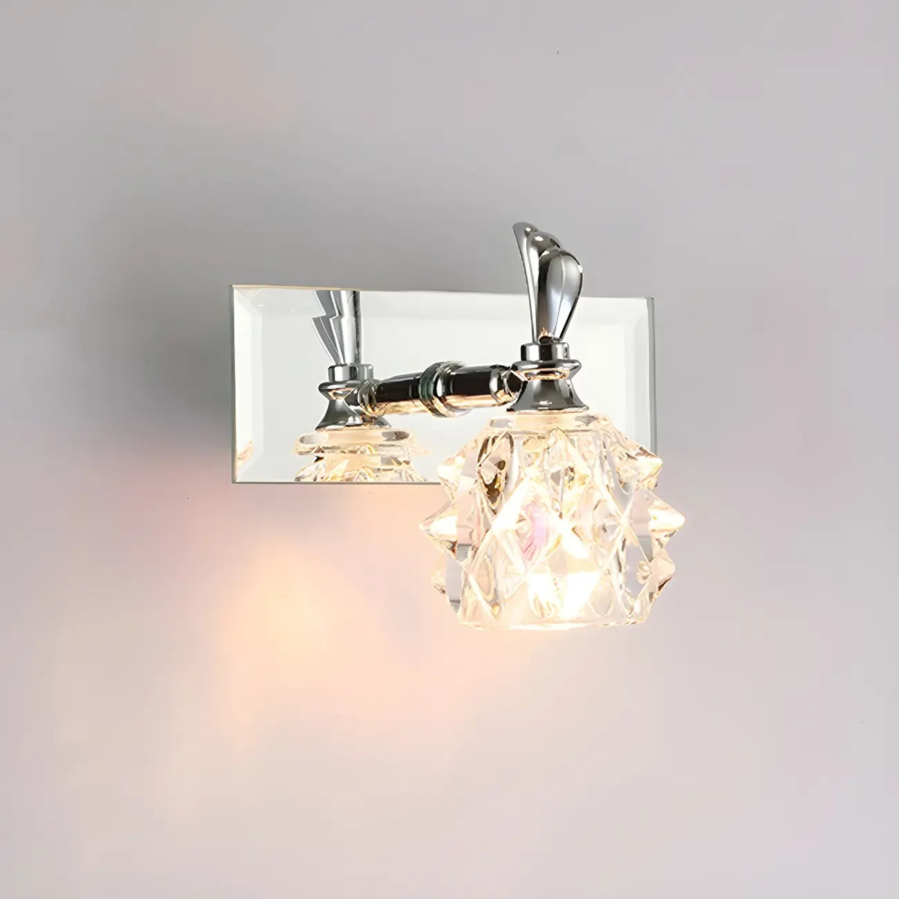 Classic Chrome Glass Shade Adjustable Vanity Light for Bathroom