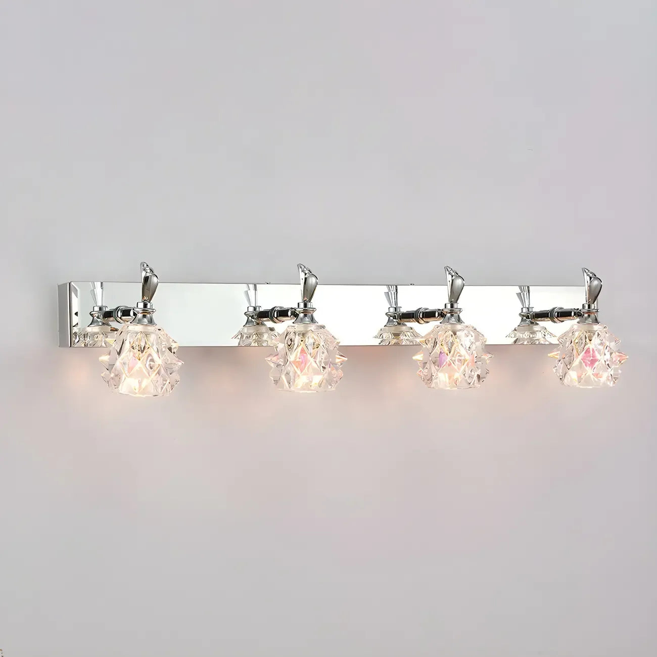 Classic Chrome Glass Shade Adjustable Vanity Light for Bathroom