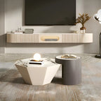 Modern Stone Floating TV Stand with 2-Drawers for Living Room