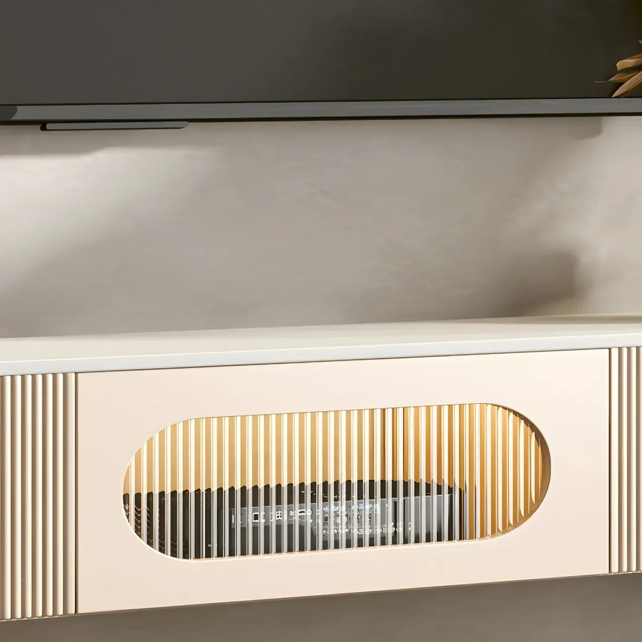 Modern Stone Floating TV Stand with 2-Drawers for Living Room