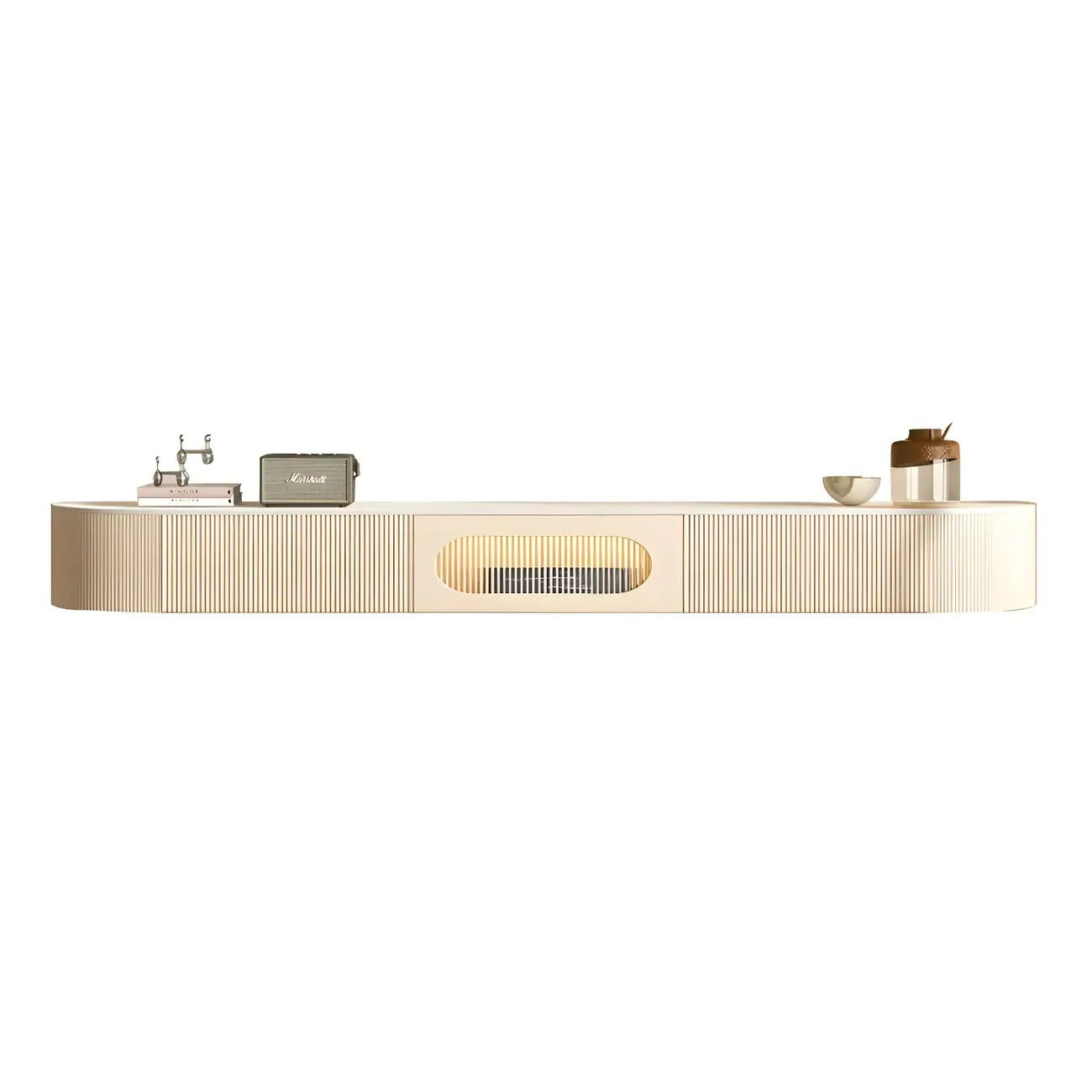 Modern Stone Floating TV Stand with 2-Drawers for Living Room