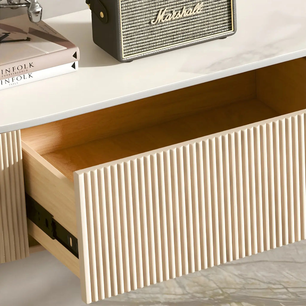 Modern Stone Floating TV Stand with 2-Drawers for Living Room