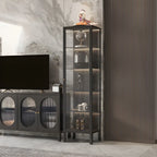 Living Room White Metal Frame Glass Doors Display Cabinet