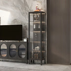 Living Room White Metal Frame Glass Doors Display Cabinet