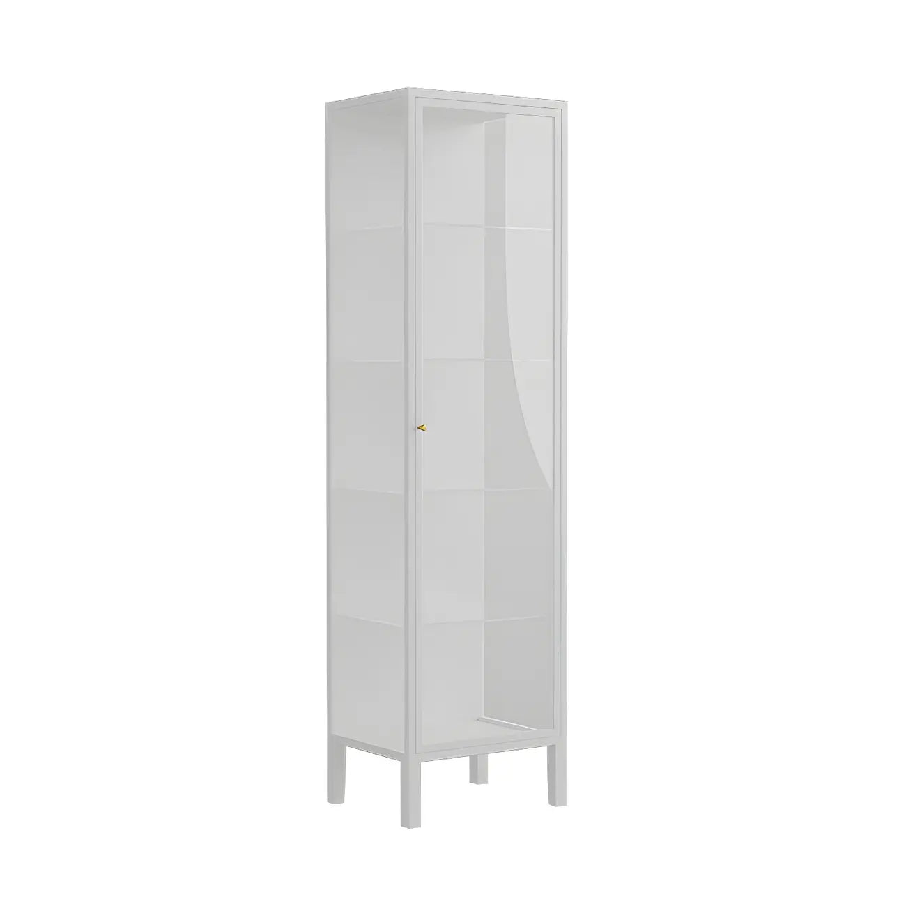 Living Room White Metal Frame Glass Doors Display Cabinet