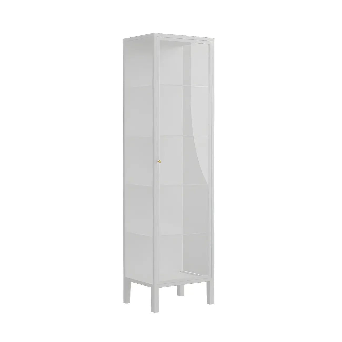 Living Room White Metal Frame Glass Doors Display Cabinet
