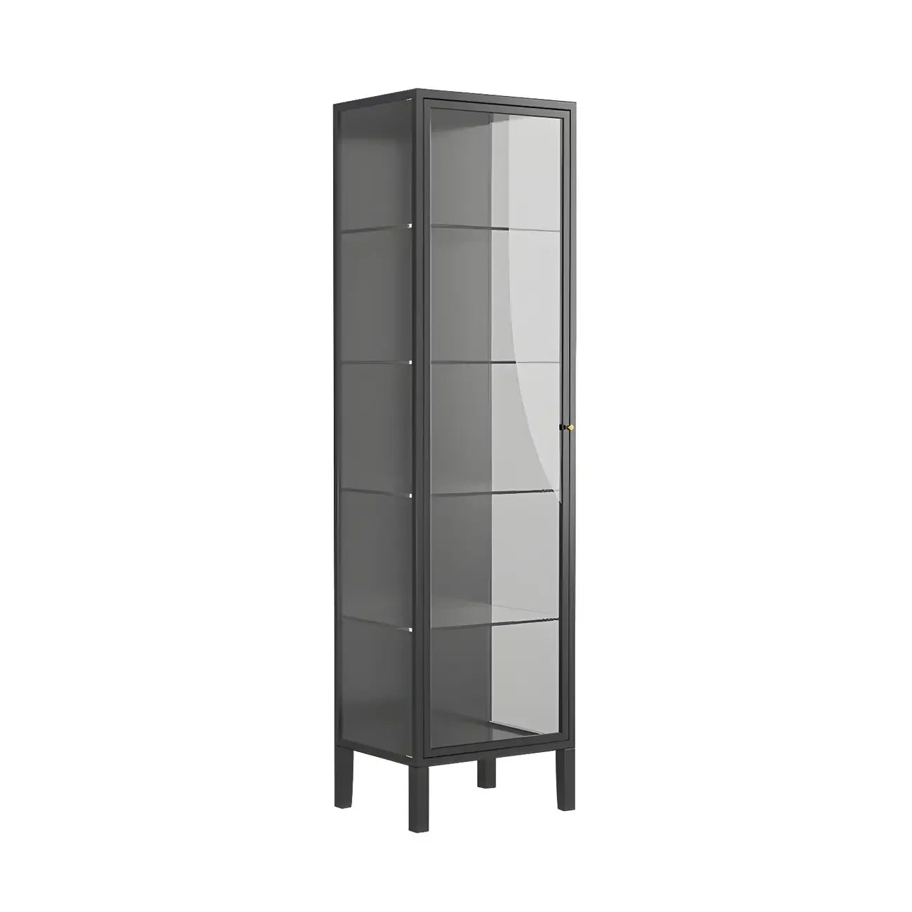 Living Room White Metal Frame Glass Doors Display Cabinet