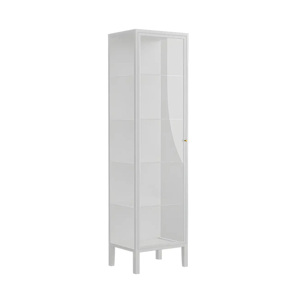 Living Room White Metal Frame Glass Doors Display Cabinet
