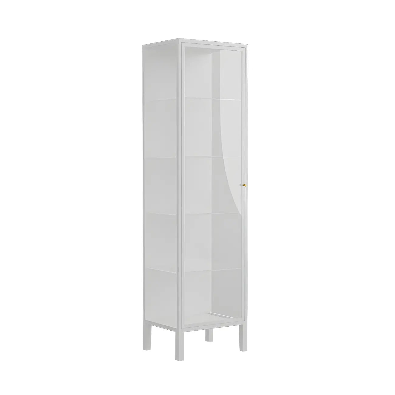 Living Room White Metal Frame Glass Doors Display Cabinet