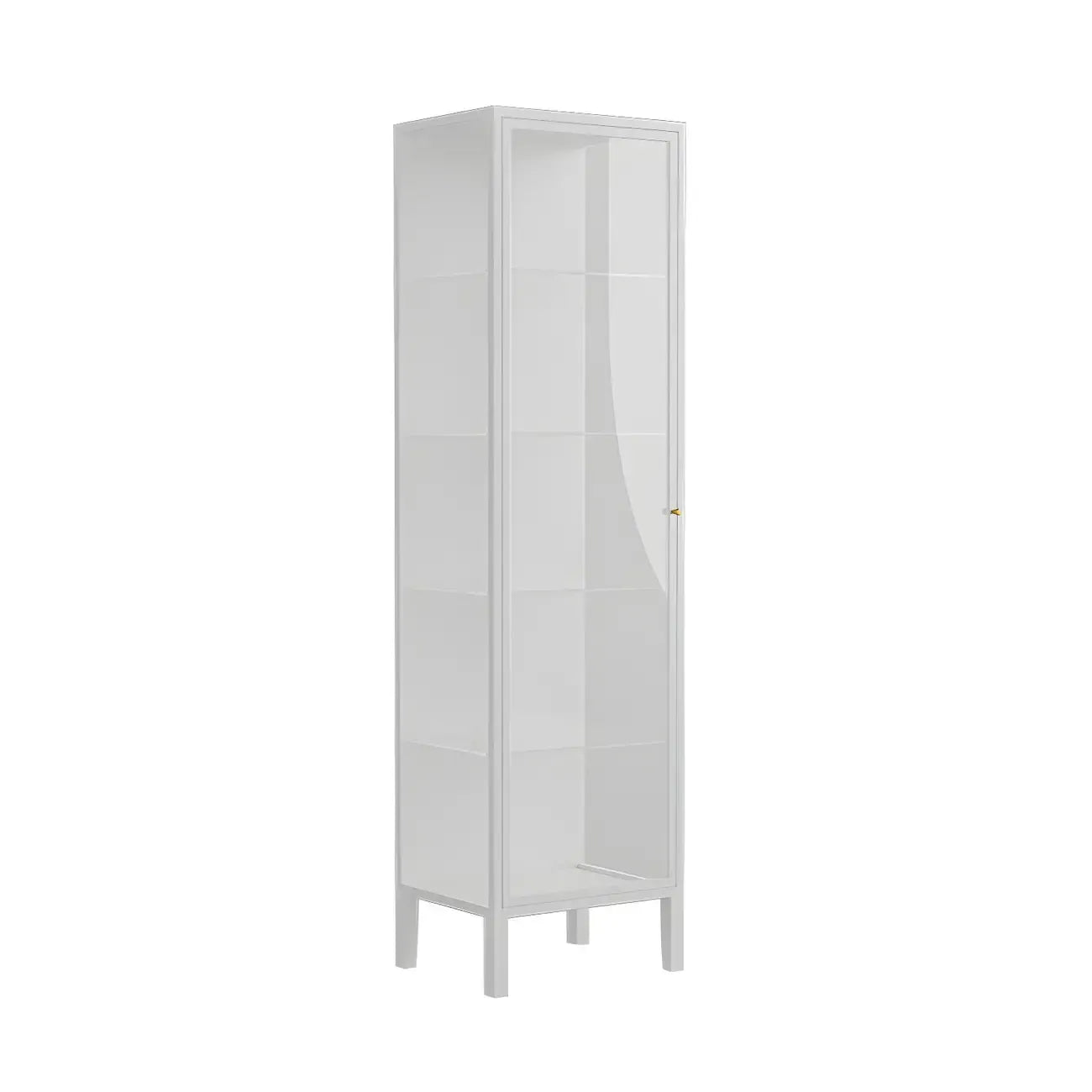 Living Room White Metal Frame Glass Doors Display Cabinet