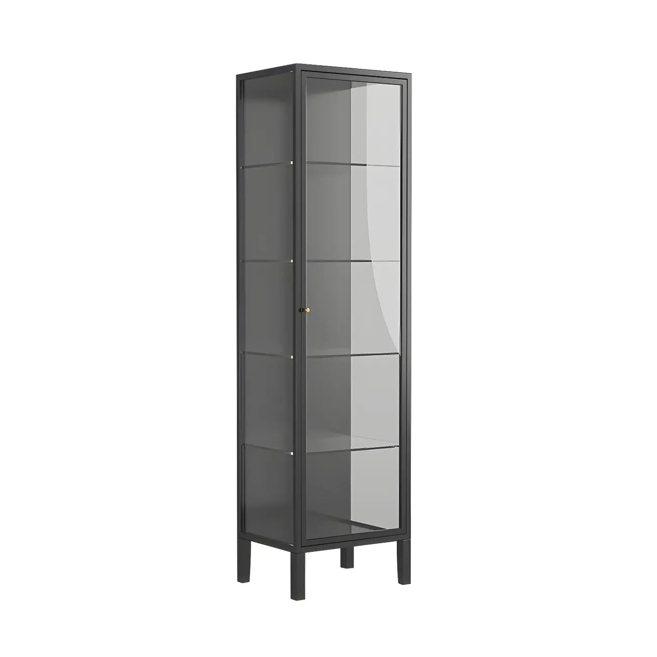 Living Room White Metal Frame Glass Doors Display Cabinet
